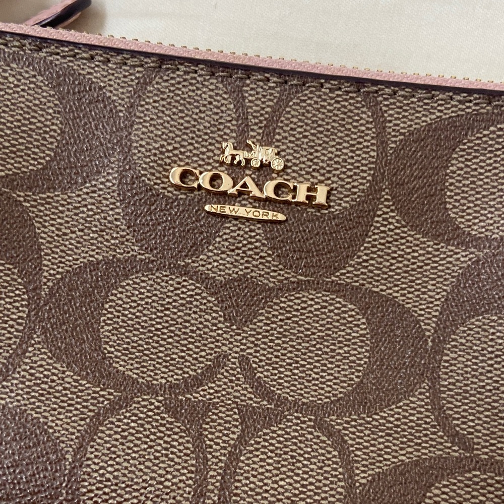 Coach Signature Brown and Pink Wristlet - Picture 2 of 8